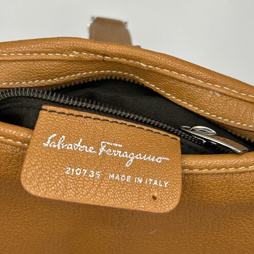 Salvatore Ferragamo Leather Shoulder Bag with Silver Buckle - Picture 11 of 15